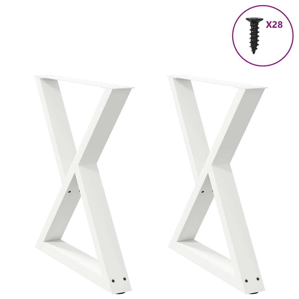 Eettafelpoten 2 st 80x(72-73,3) cm staal wit