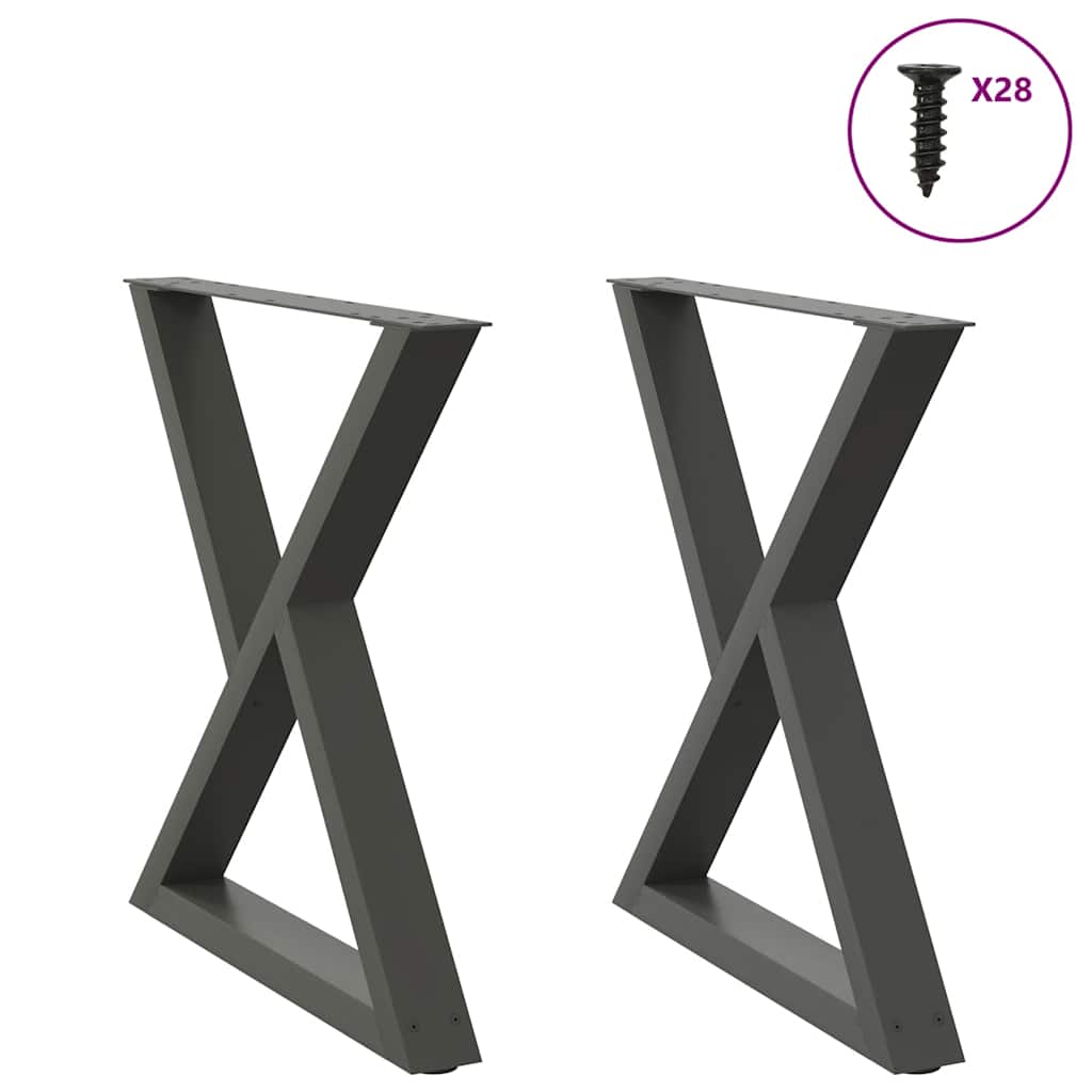 Eettafelpoten 2 st 80x(72-73,3) cm staal antraciet