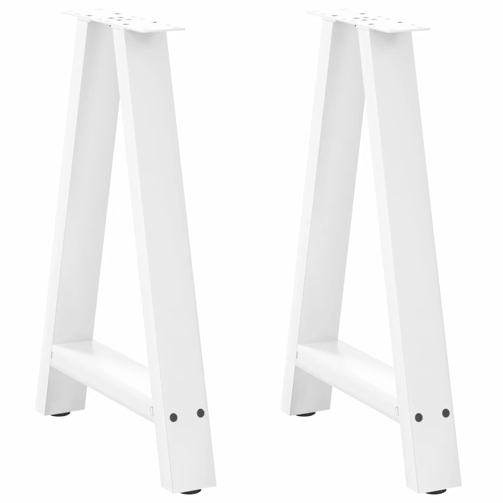 Eettafelpoten 2 st A-vormig 60x(72-73) cm staal wit