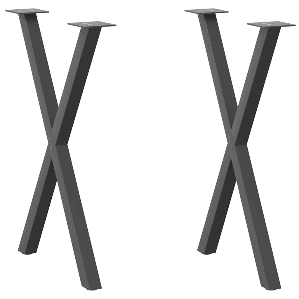 Eettafelpoten 2 st X-vormig 50x(72-73) cm staal antraciet
