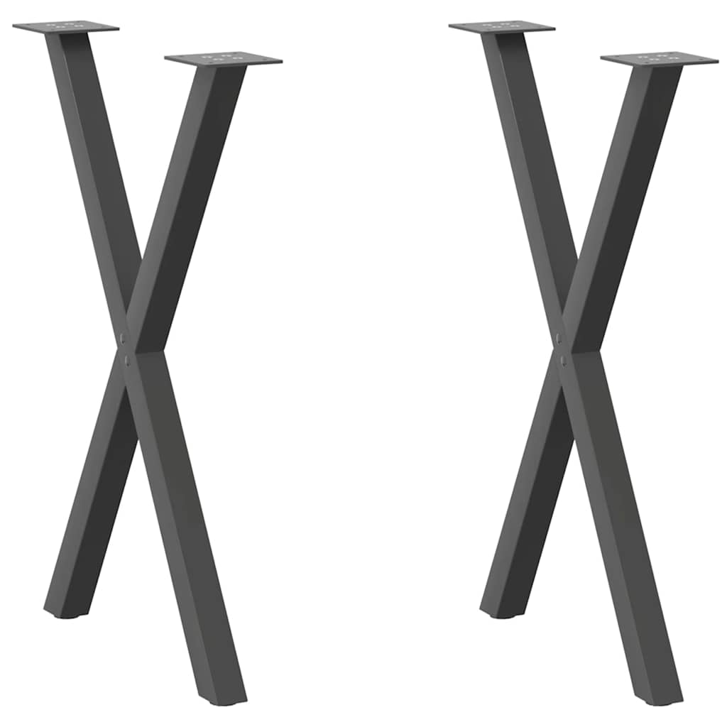 Eettafelpoten 2 st X-vormig 57x(72-73) cm staal antraciet