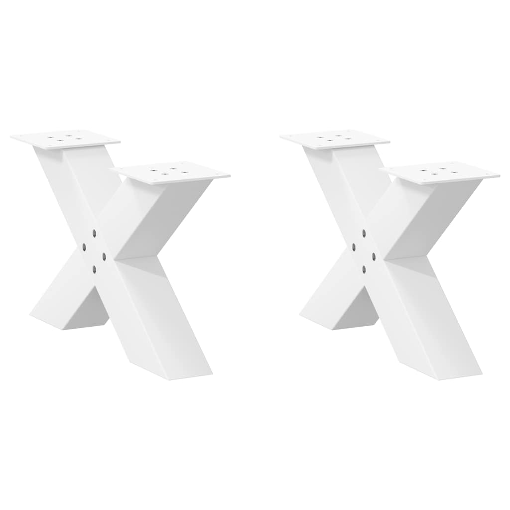 Salontafelpoten 2 st X-vormig 60x(30-31) cm staal wit – afbeelding 1