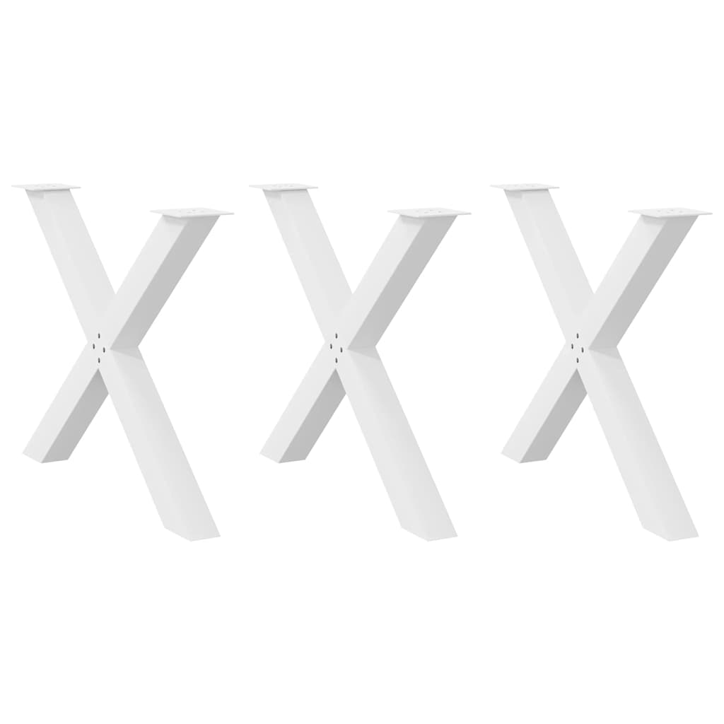 Eettafelpoten 3 st X-vormig 90x(72-73) cm staal wit