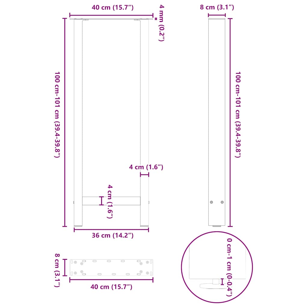 Bartafelpoten 2 st 40x(100-101) cm staal wit – afbeelding 10