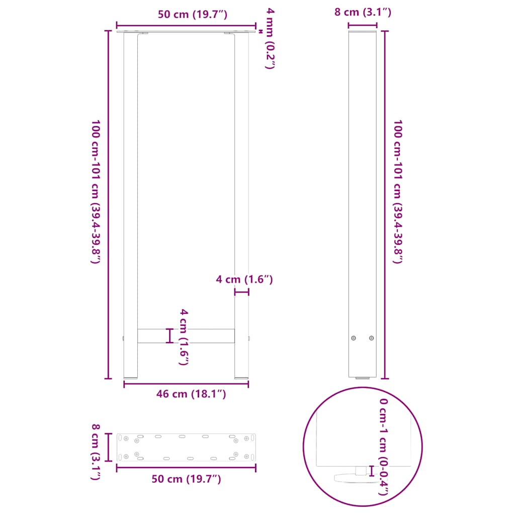 Bartafelpoten 2 st 50x(100-101) cm staal antraciet – afbeelding 10