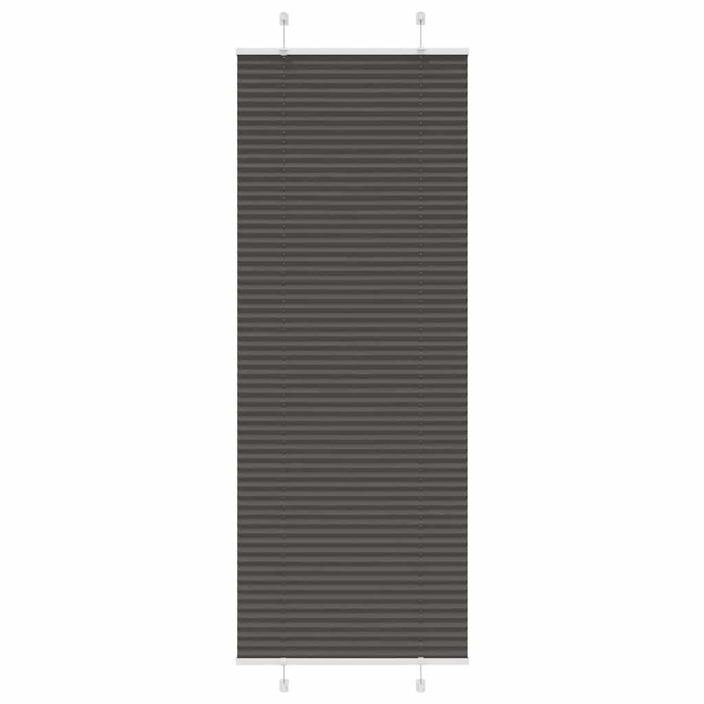 Plissé rolgordijn 75x200 cm stofbreedte 74,4 cm polyester zwart – afbeelding 1