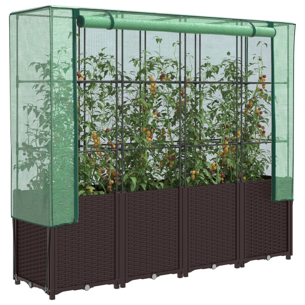 Plantenbak verhoogd met kashoes 160x40x153 cm rattanlook – afbeelding 1