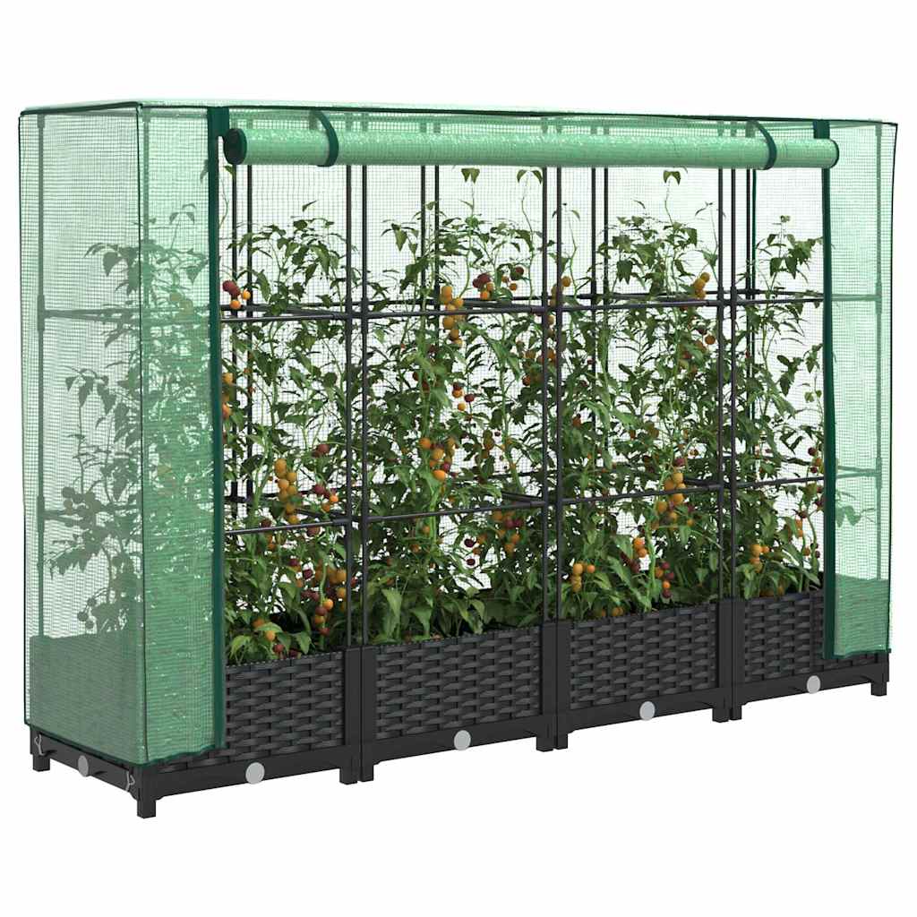 Verhoogde plantenbak met kashoes rotanlook 160x40x123 cm – afbeelding 1