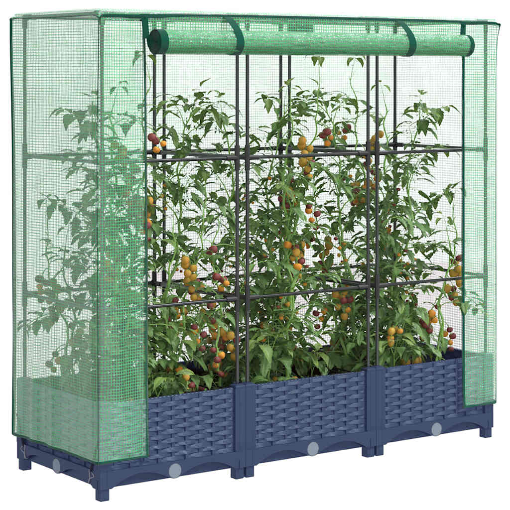 Verhoogde plantenbak met kashoes rotanlook 120x40x123 cm