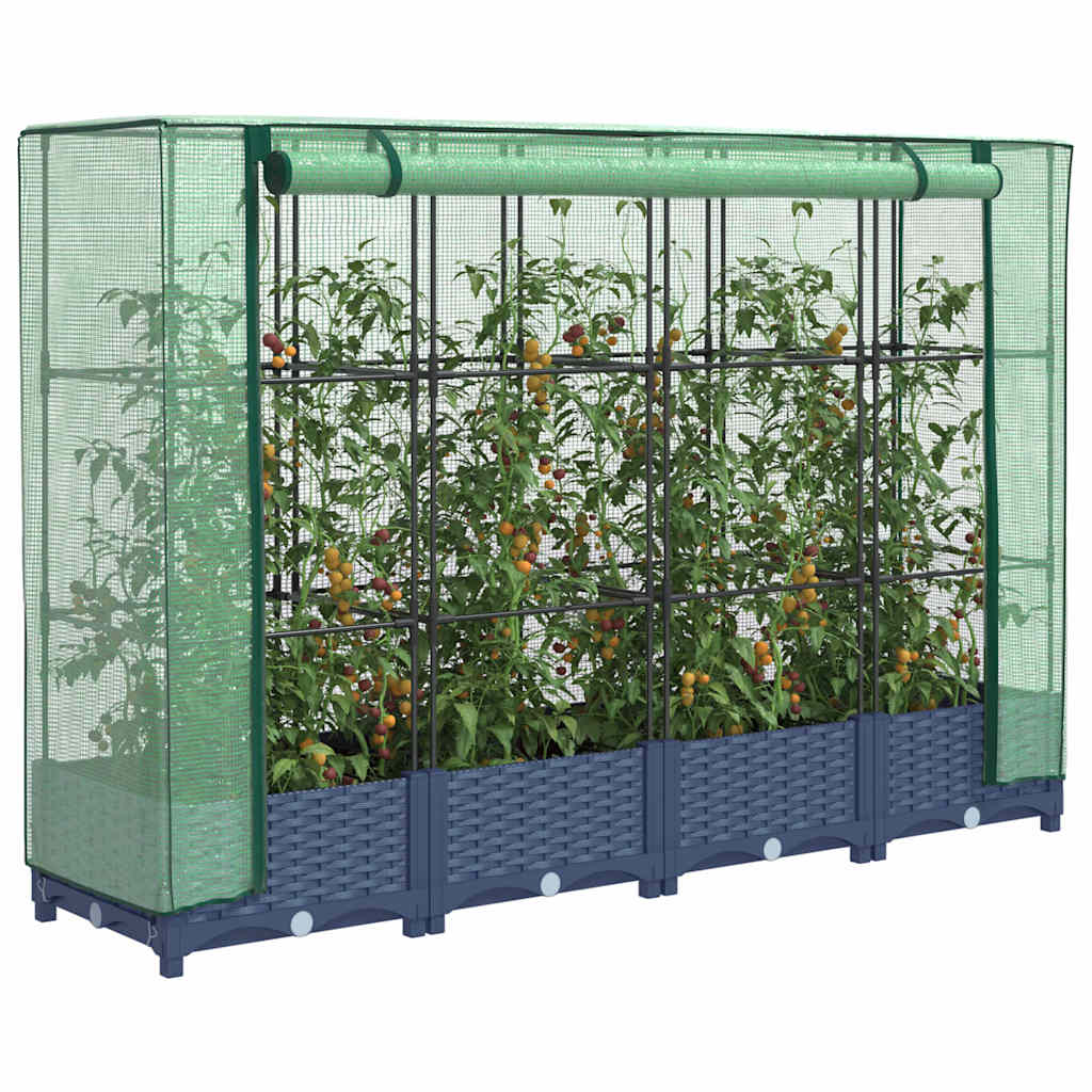 Verhoogde plantenbak met kashoes rotanlook 160x40x123 cm – afbeelding 1