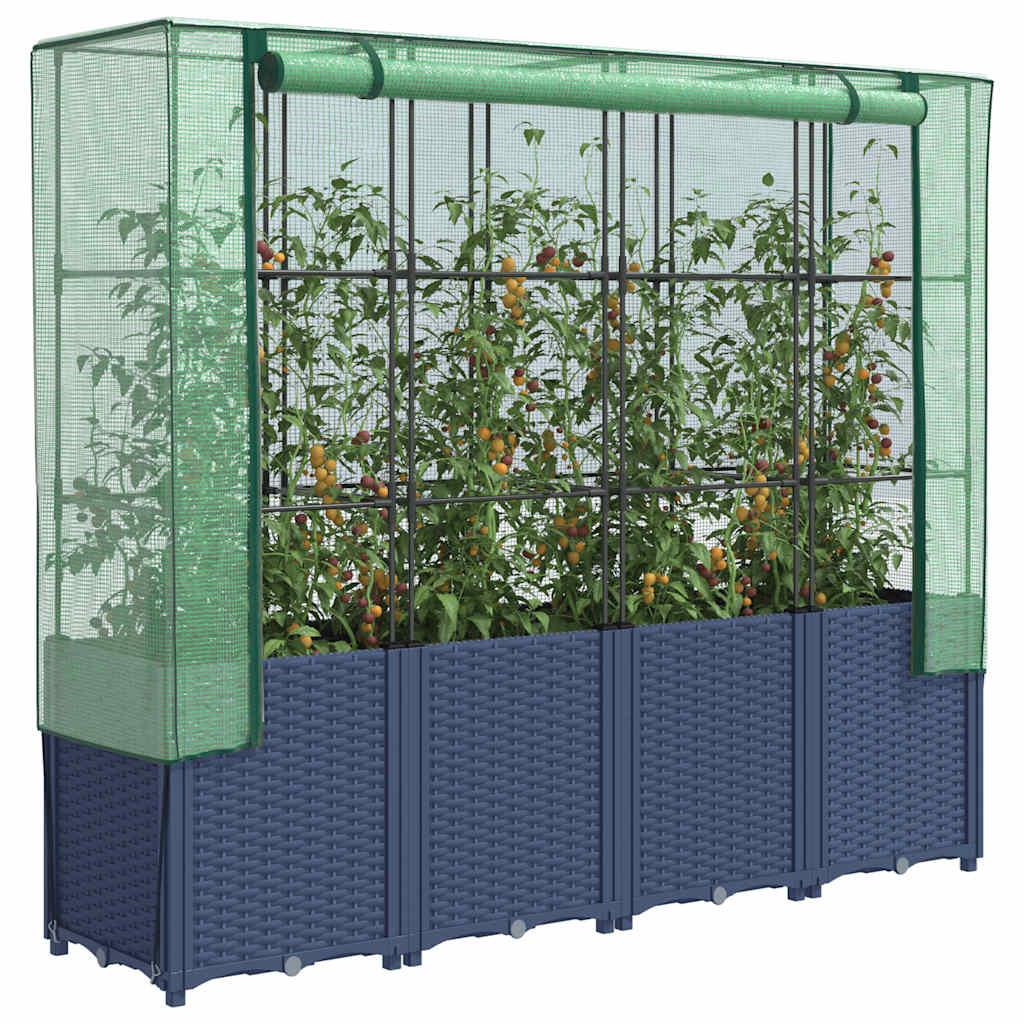 Verhoogde plantenbak met kashoes rotanlook 160x40x153 cm