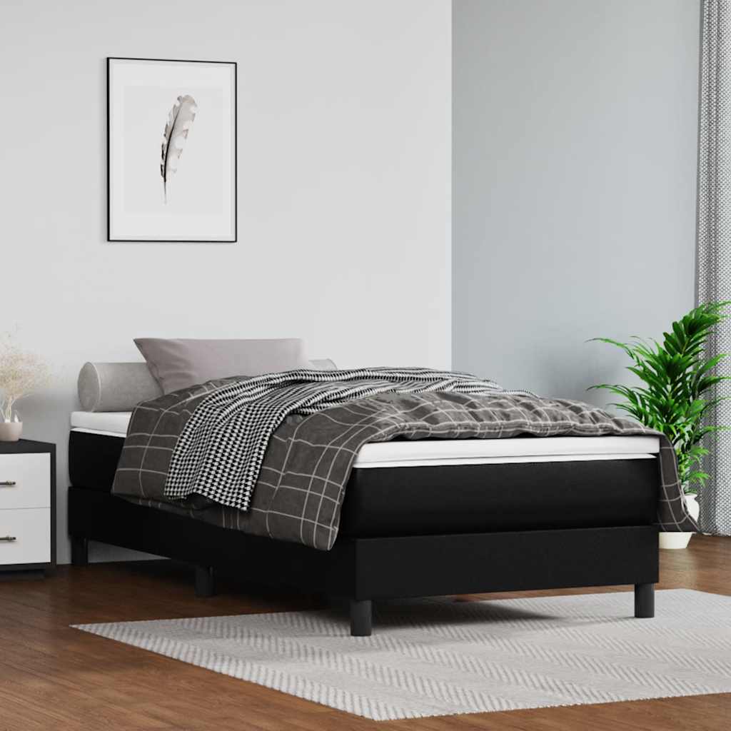Pocketveringmatras voor kinderen medium 80x160 cm kunstleer zwart