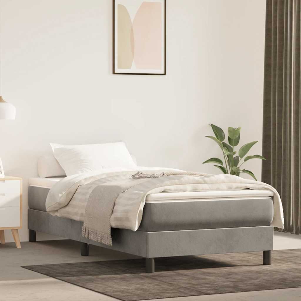 Pocketveringmatras medium 80x210x20 cm fluweel lichtgrijs