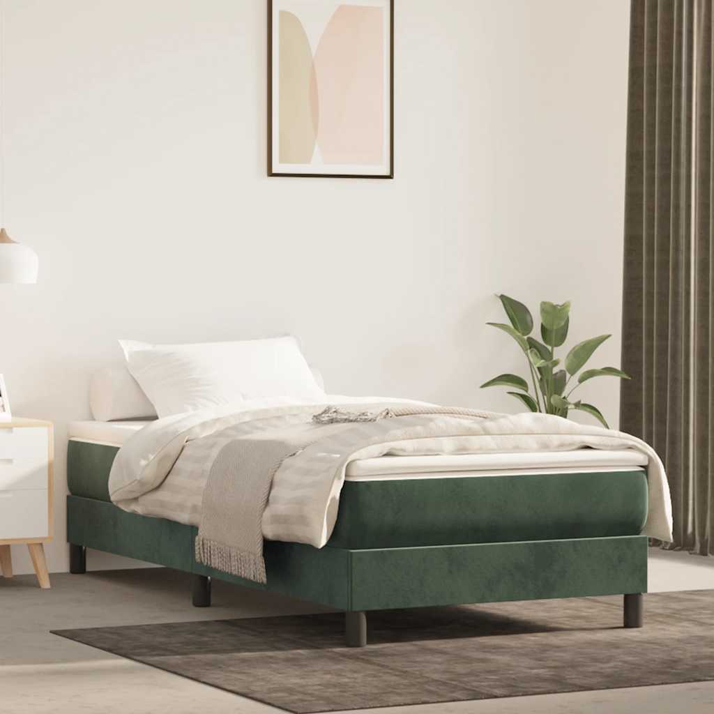 Pocketveringmatras medium 80x210x20 cm fluweel donkergroen