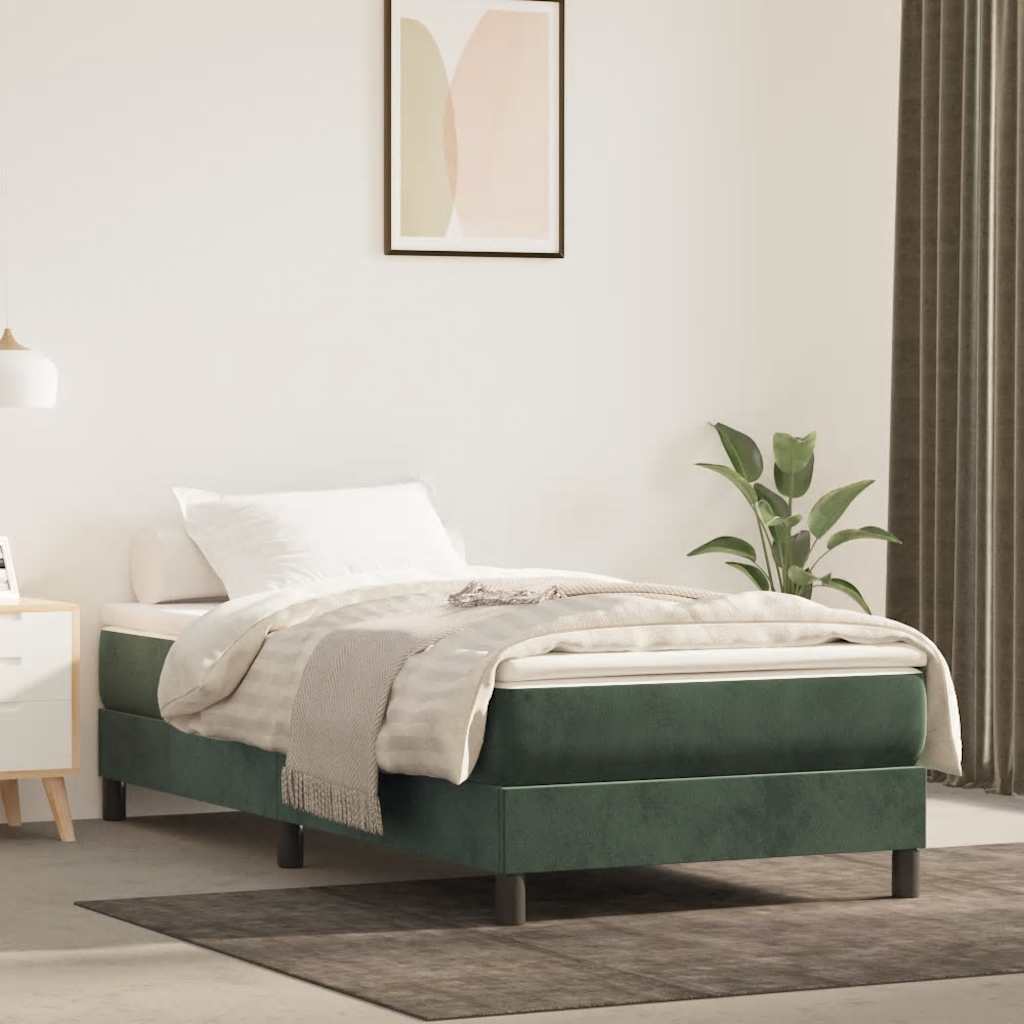 Pocketveringmatras medium 90x210x20 cm fluweel donkergroen