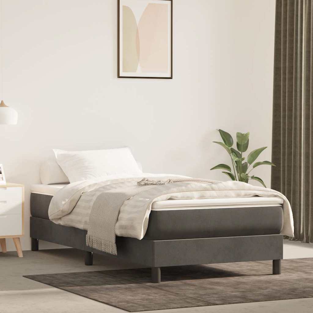 Pocketveringmatras medium 100x210x20 cm fluweel donkergrijs – afbeelding 1