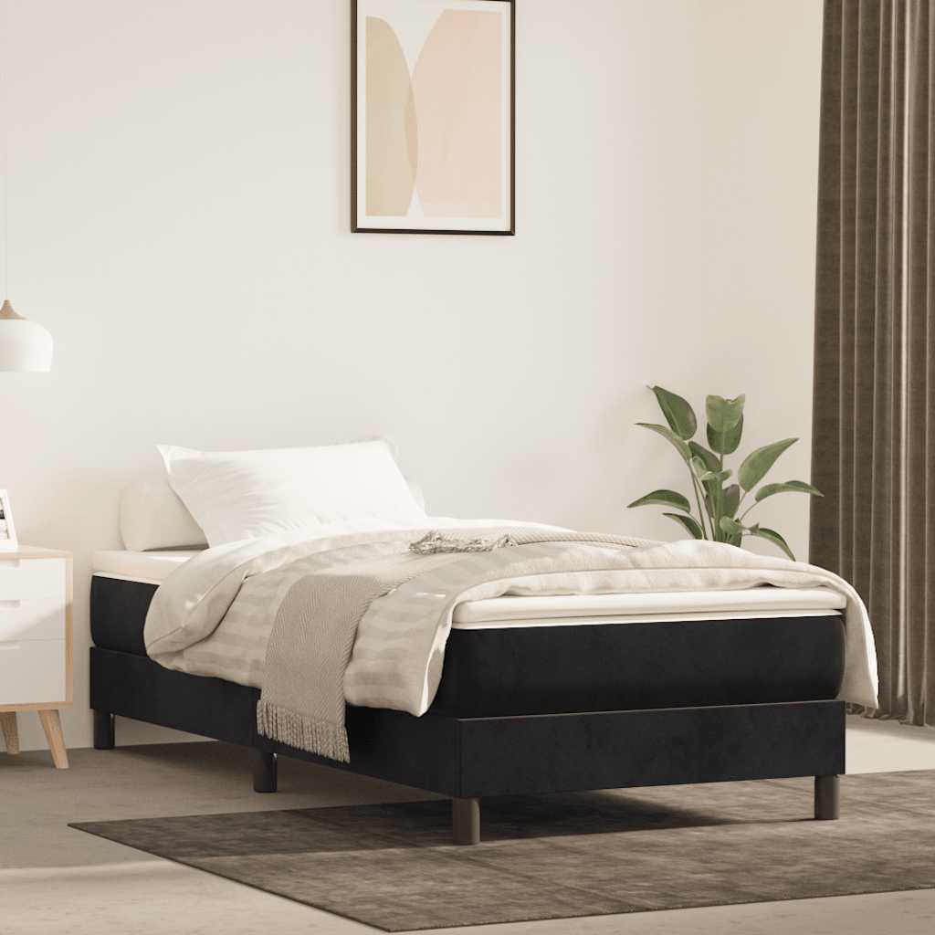Pocketveringmatras medium 100x210x20 cm fluweel zwart – afbeelding 1