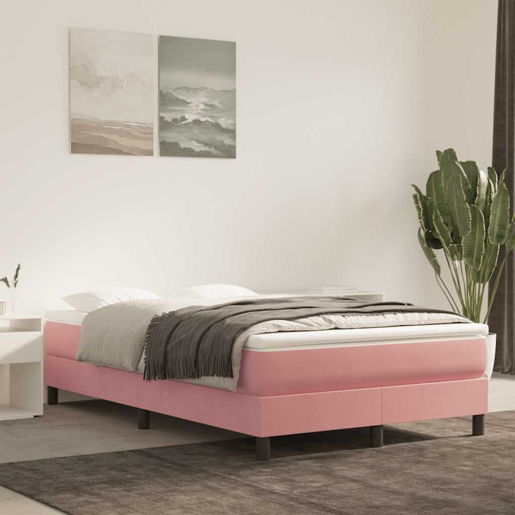 Pocketveringmatras medium 120x210x20 cm fluweel roze – afbeelding 1