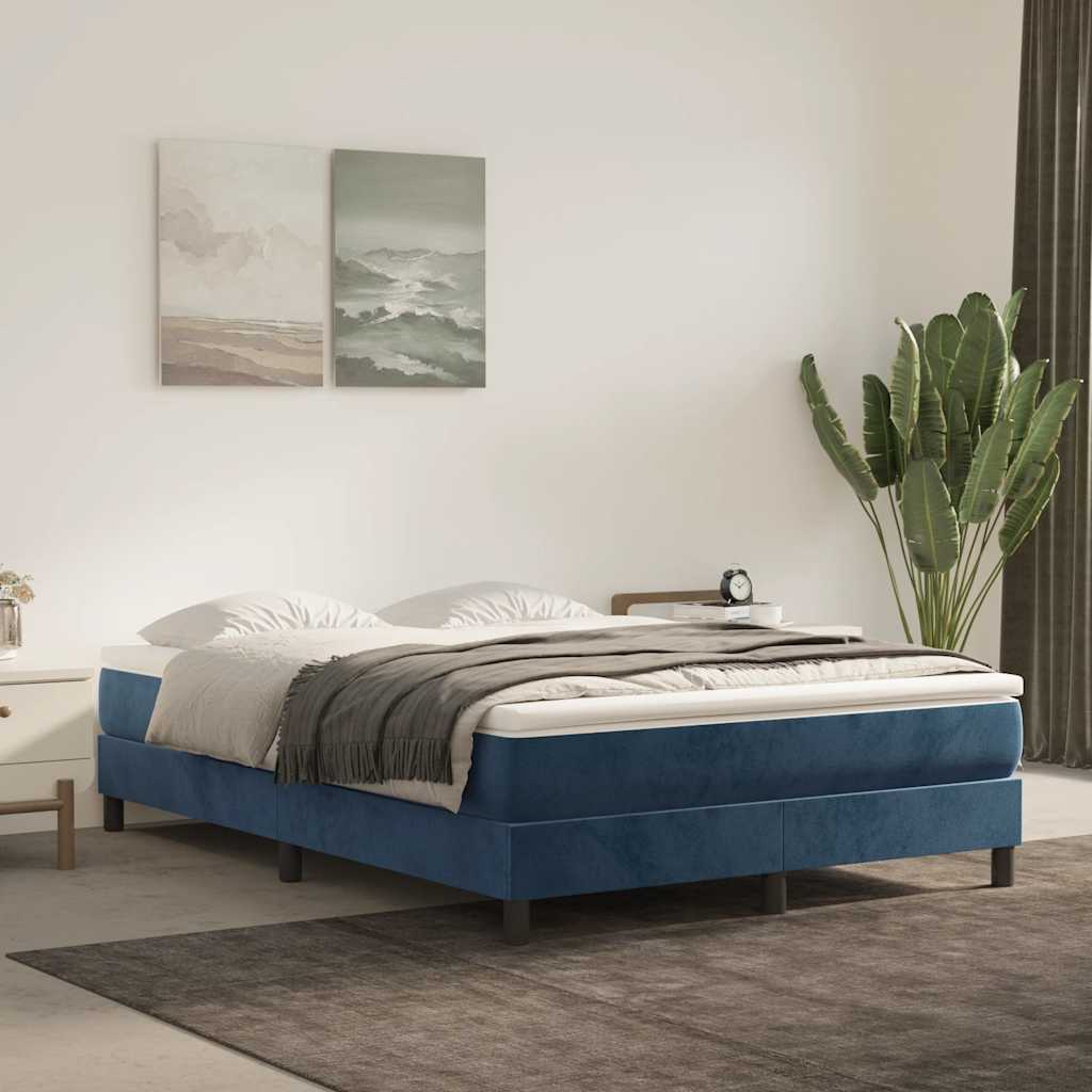 Pocketveringmatras medium 140x210x20 cm fluweel donkerblauw
