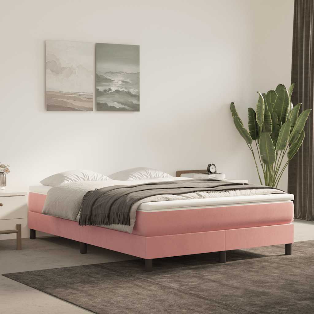Pocketveringmatras medium 140x210x20 cm fluweel roze – afbeelding 1