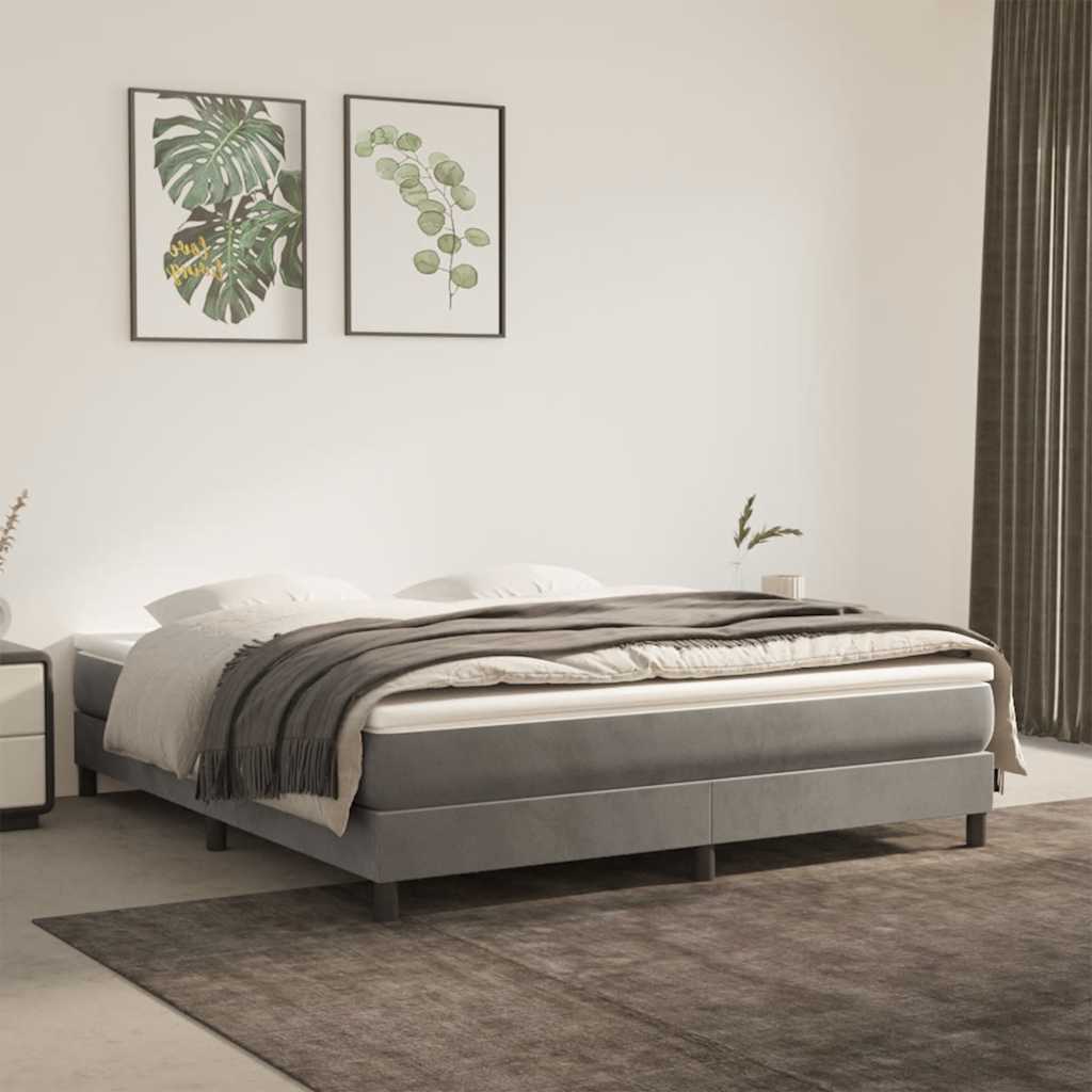 Pocketveringmatras medium 160x210x20 cm fluweel lichtgrijs