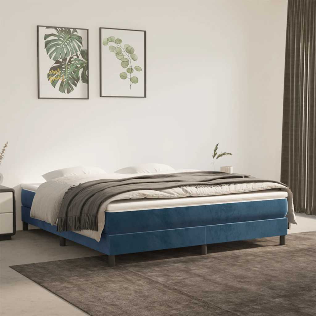 Pocketveringmatras medium 160x210x20 cm fluweel donkerblauw – afbeelding 1
