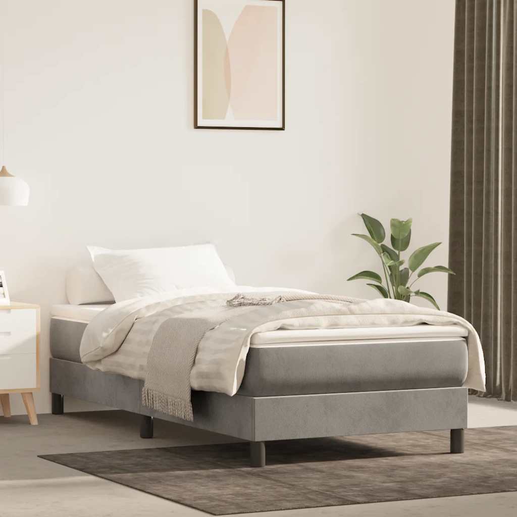 Pocketveringmatras medium 80x220x20 cm fluweel lichtgrijs
