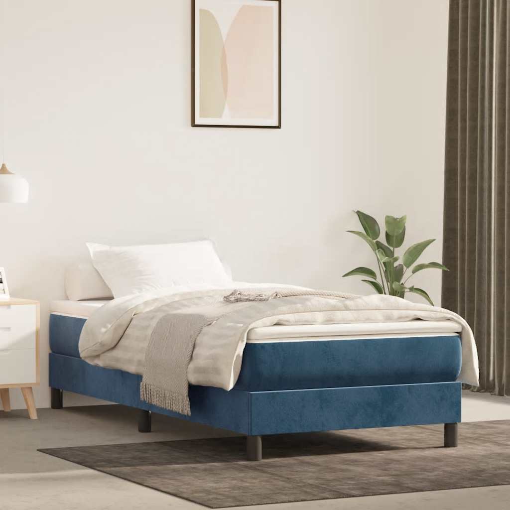 Pocketveringmatras medium 80x220x20 cm fluweel donkerblauw – afbeelding 1