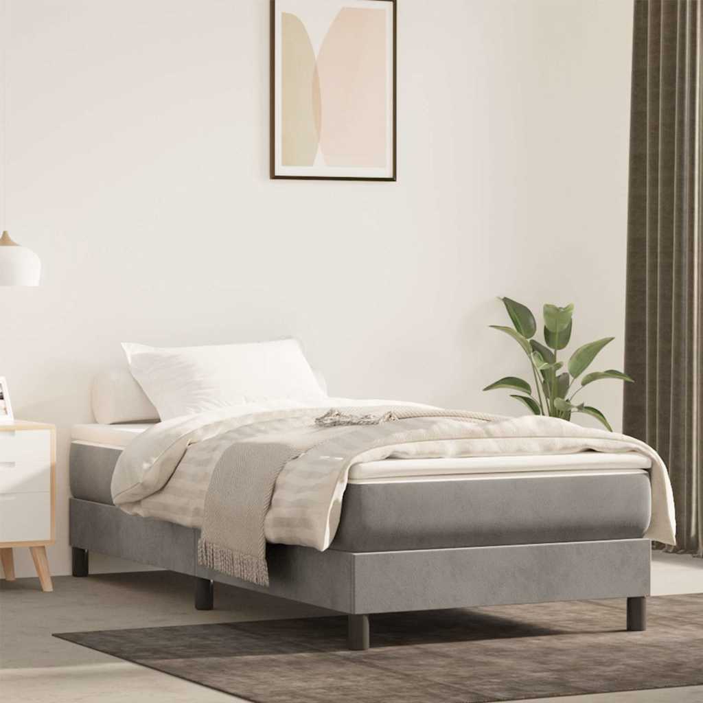 Pocketveringmatras medium 90x220x20 cm fluweel lichtgrijs