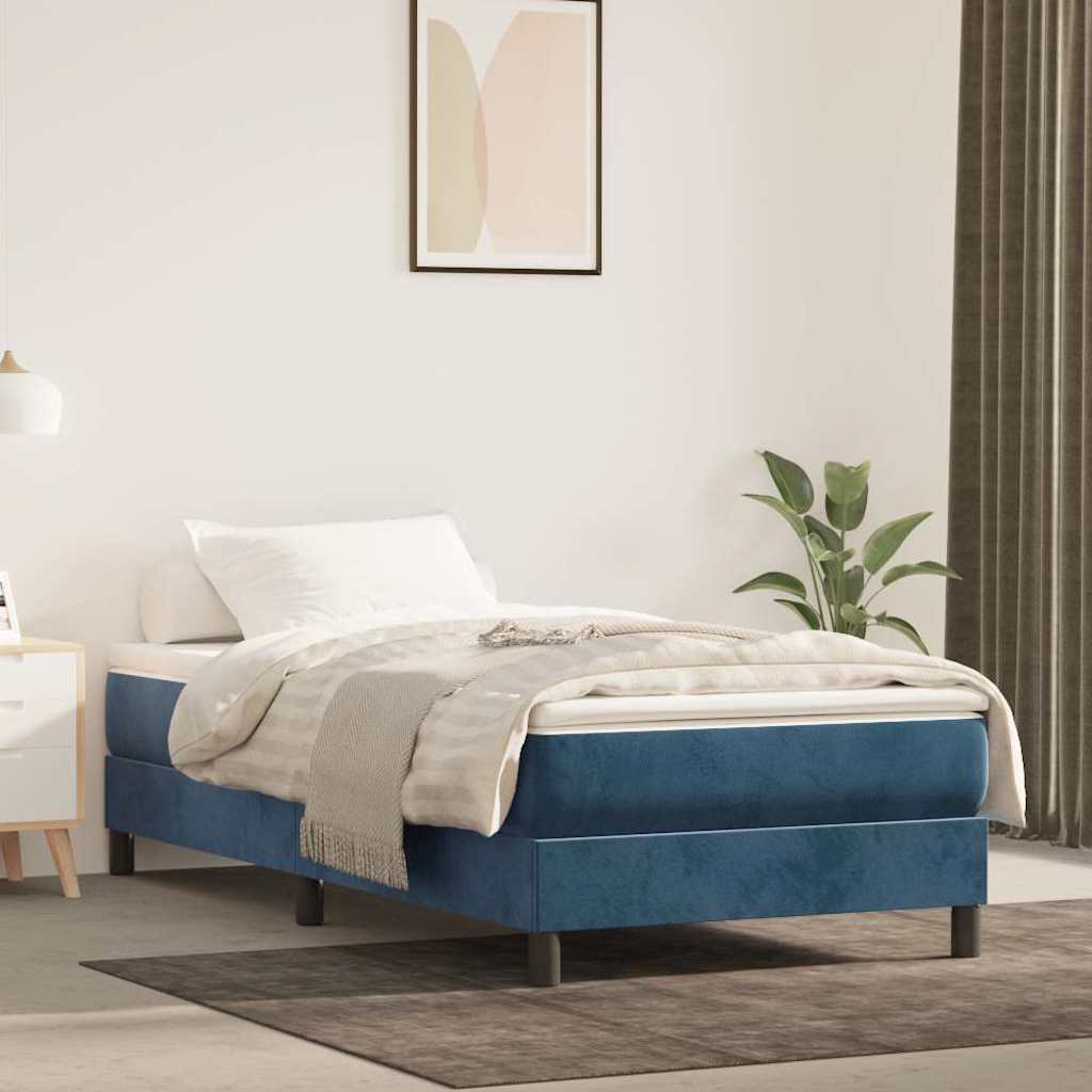 Pocketveringmatras medium 90x220x20 cm fluweel donkerblauw