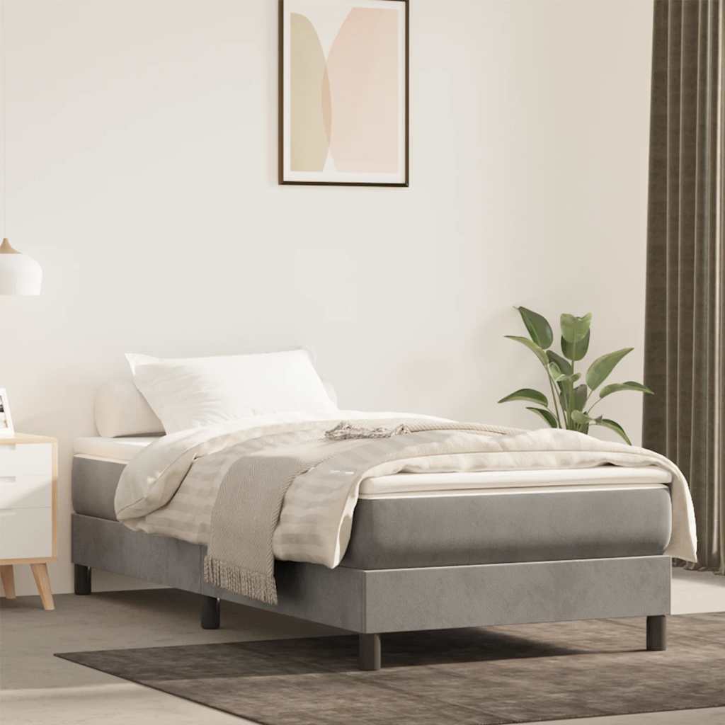 Pocketveringmatras medium 100x220x20 cm fluweel lichtgrijs