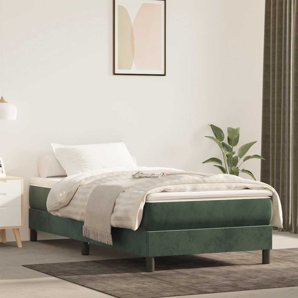 Pocketveringmatras medium 100x220x20 cm fluweel donkergroen
