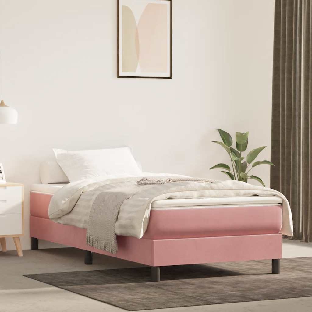 Pocketveringmatras medium 100x220x20 cm fluweel roze