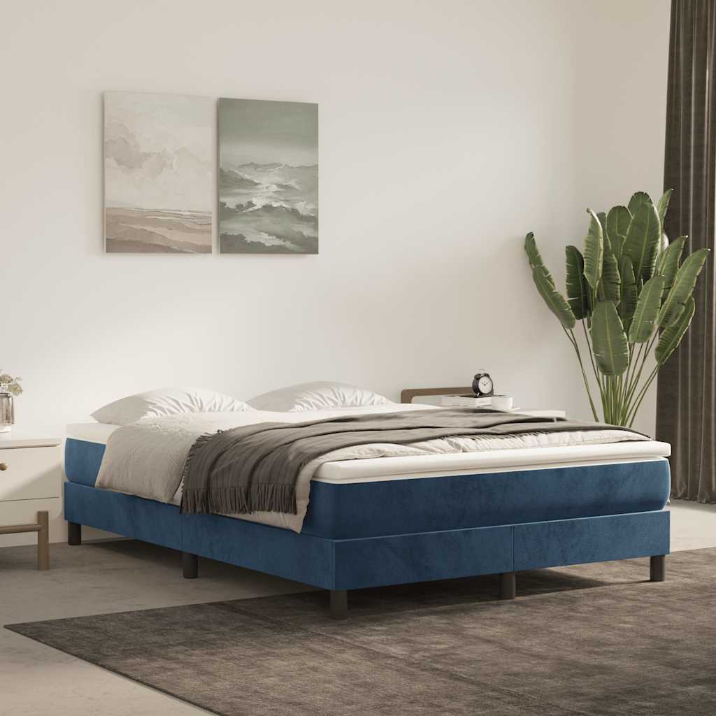 Pocketveringmatras medium 140x220x20 cm fluweel donkerblauw – afbeelding 1