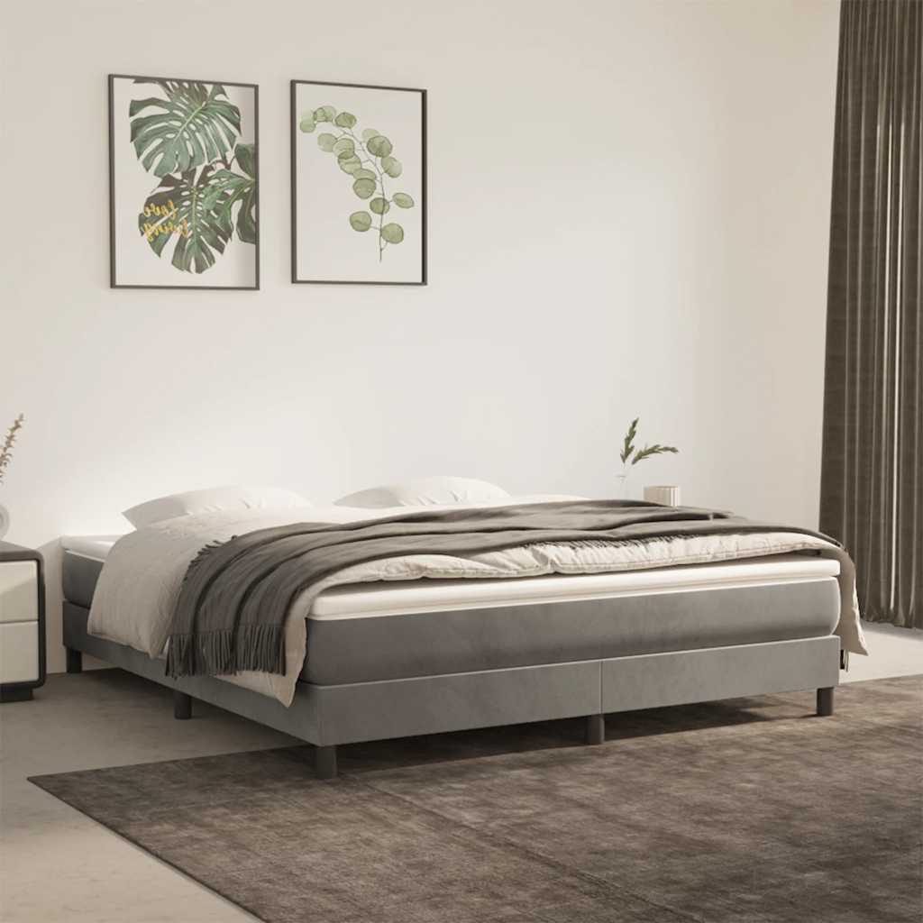 Pocketveringmatras medium 160x220x20 cm fluweel lichtgrijs