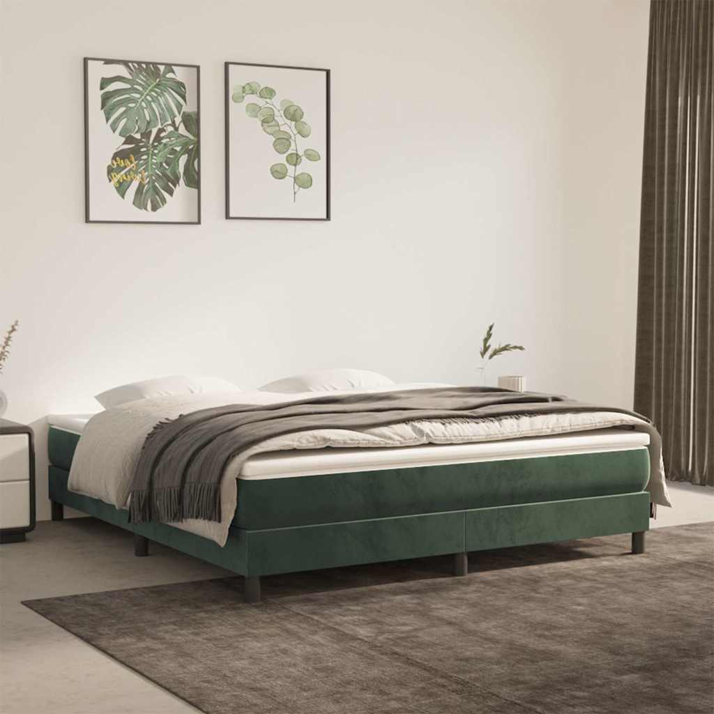Pocketveringmatras medium 160x220x20 cm fluweel donkergroen – afbeelding 1