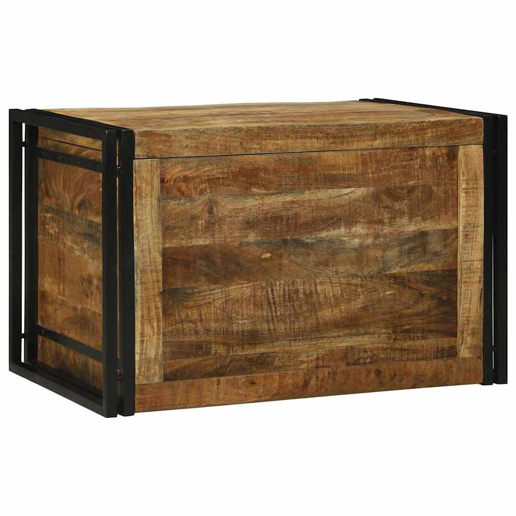 Opbergbox Bruin en zwart 80 x 50 x 50 cm Ruw Mango Hout