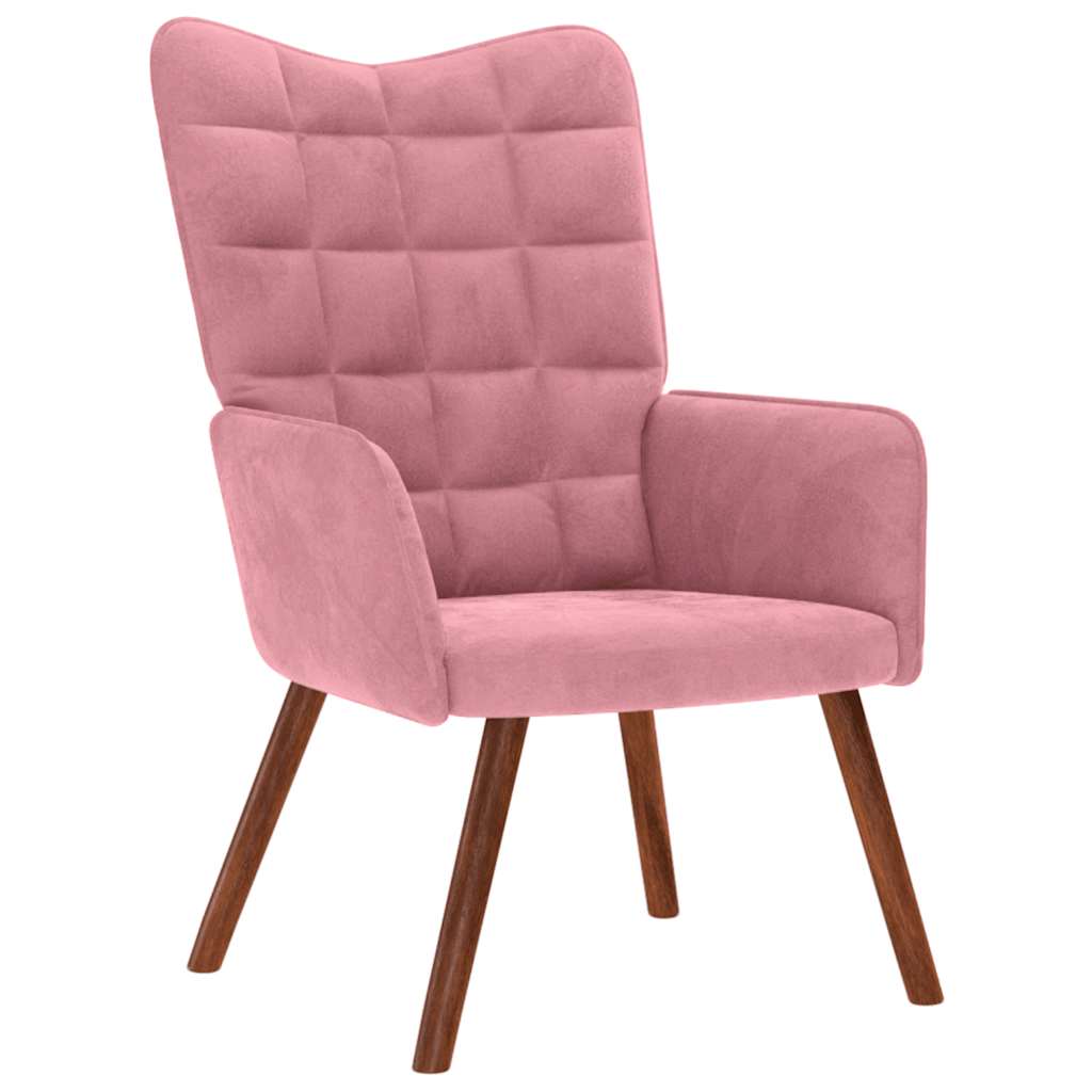 Relaxstoel fluweel roze