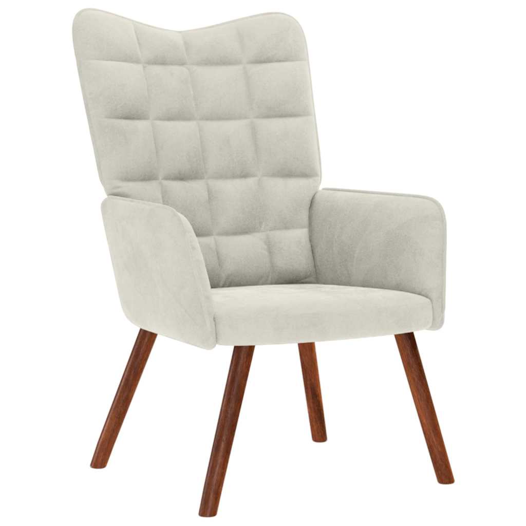 Relaxstoel fluweel crèmekleurig