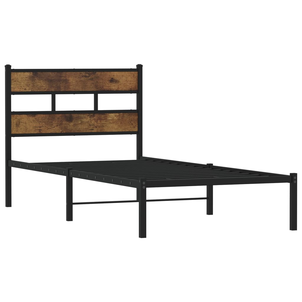 Bedframe zonder matras metaal gerookt eikenkleurig 80x200 cm – afbeelding 3