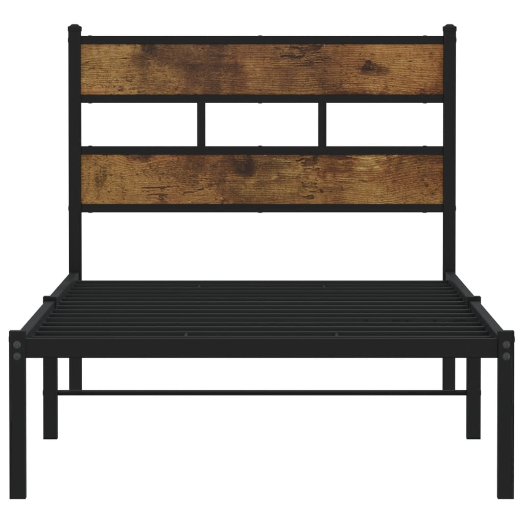 Bedframe zonder matras metaal gerookt eikenkleurig 80x200 cm – afbeelding 4