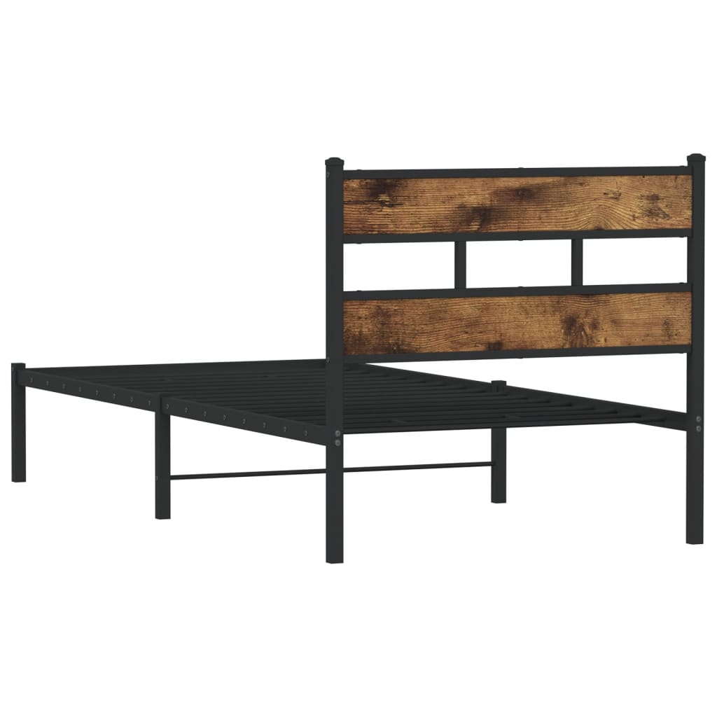 Bedframe zonder matras metaal gerookt eikenkleurig 80x200 cm – afbeelding 6