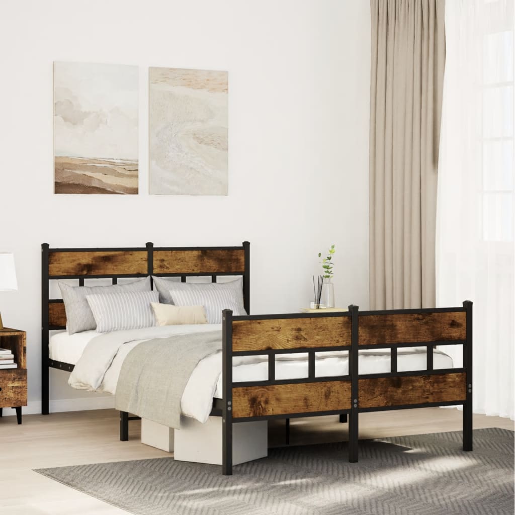 Bedframe zonder matras metaal gerookt eikenkleurig 120x200 cm – afbeelding 1
