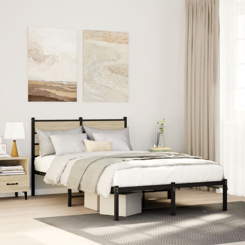 Bedframe zonder matras metaal sonoma eikenkleurig 120x190 cm – afbeelding 1