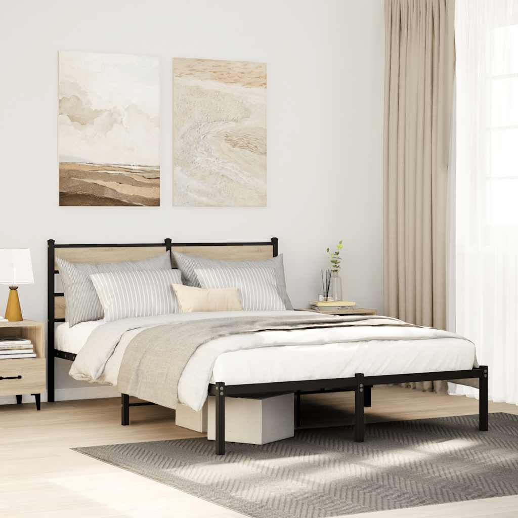 Bedframe zonder matras metaal sonoma eikenkleurig 140x190 cm – afbeelding 1