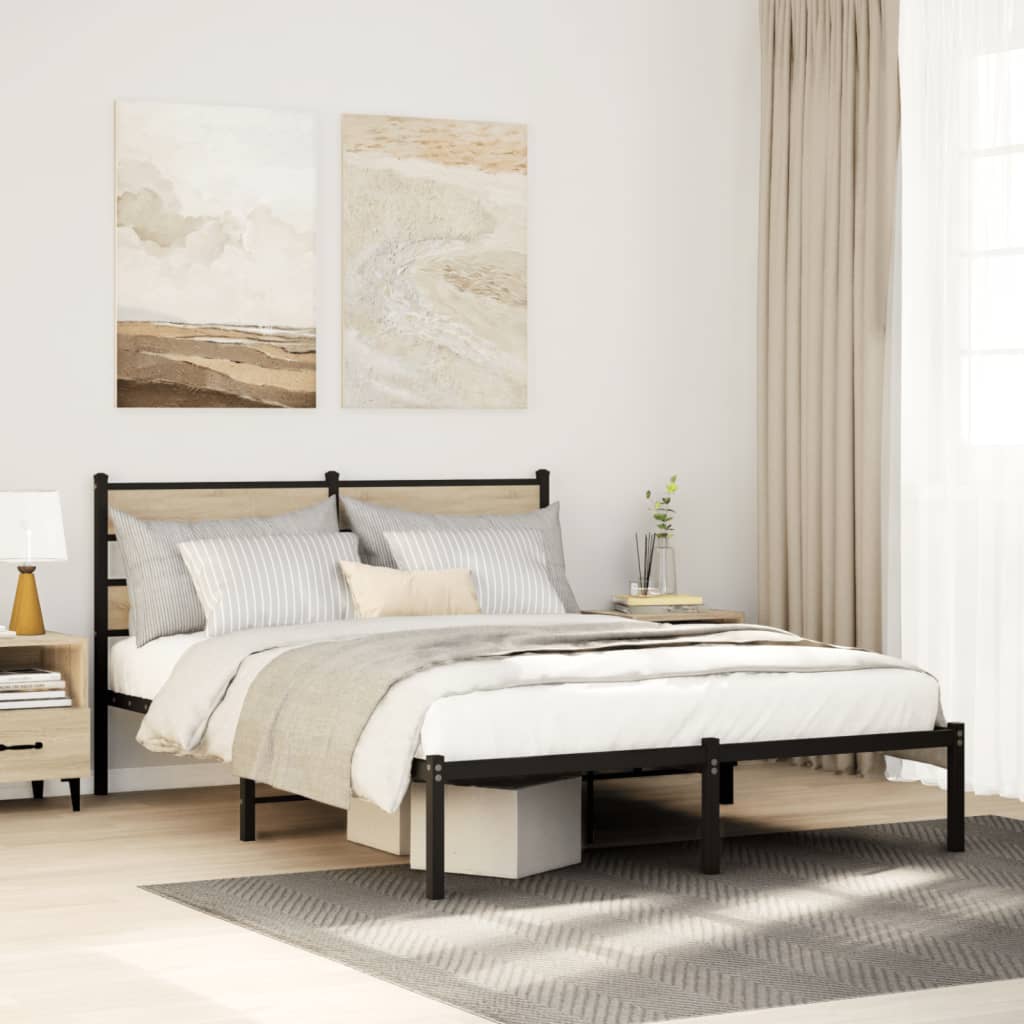 Bedframe zonder matras metaal sonoma eikenkleurig 160x200 cm – afbeelding 1