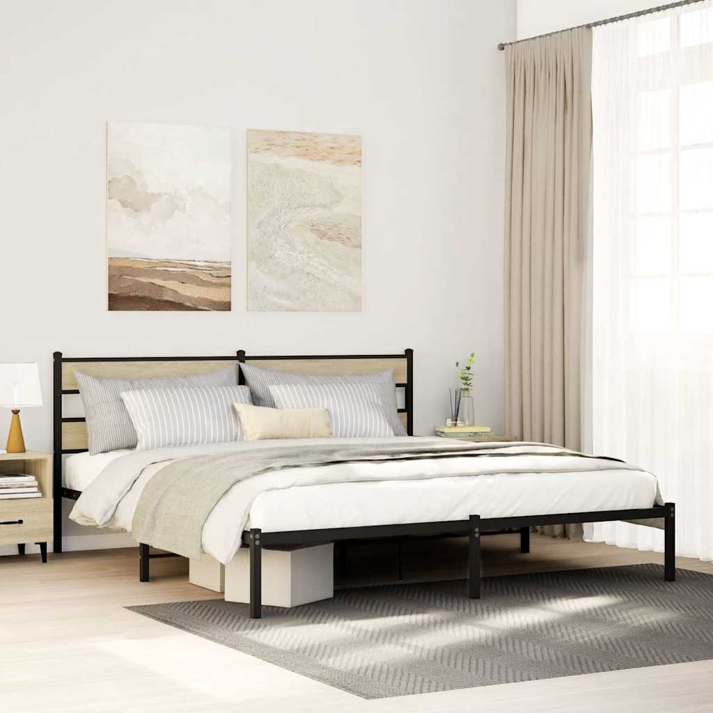 Bedframe zonder matras metaal sonoma eikenkleurig 183x213 cm – afbeelding 1