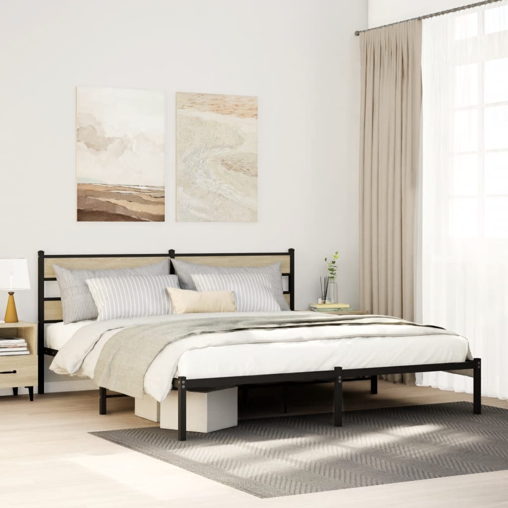 Bedframe zonder matras metaal sonoma eikenkleurig 193x203 cm – afbeelding 1