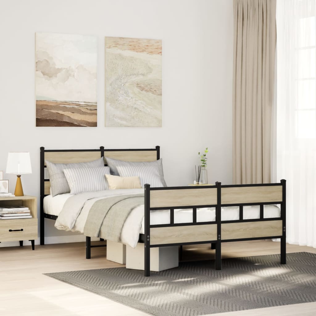 Bedframe zonder matras metaal sonoma eikenkleurig 120x190 cm – afbeelding 1