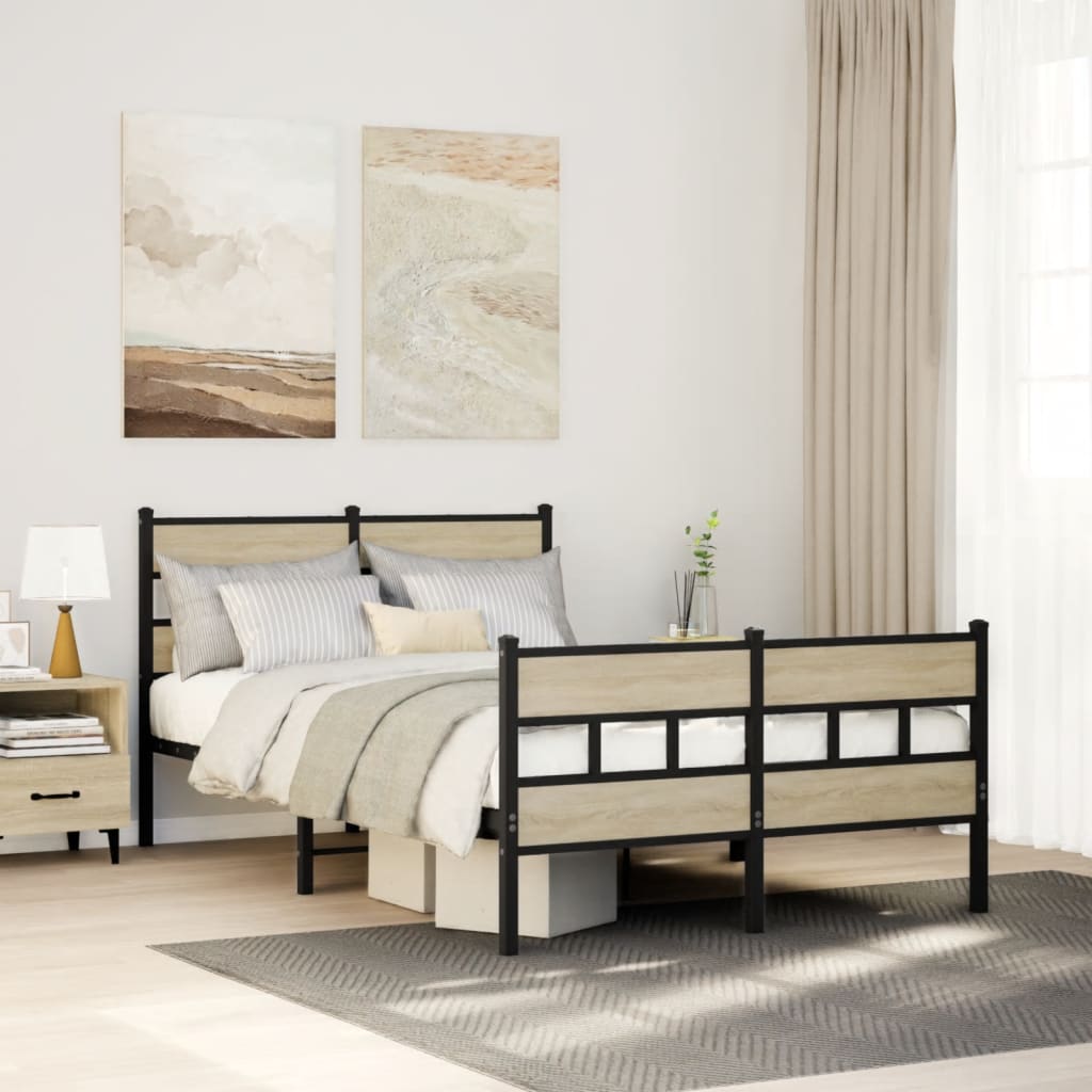 Bedframe zonder matras metaal sonoma eikenkleurig 120x200 cm – afbeelding 1